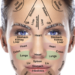 Schéma illustrant les points de tension faciale pour la réflexologie